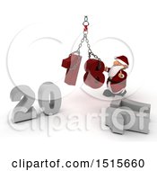 Poster, Art Print Of 3d New Year 2018 With Santa Claus Using A Hoist