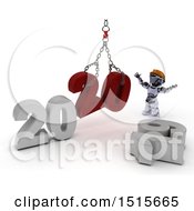 Poster, Art Print Of 3d New Year 2020 With A Robot Using A Hoist