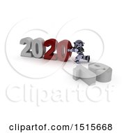 Clipart Of A 3d New Year 2020 With A Robot Royalty Free Illustration