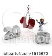 Clipart Of A 3d New Year 2019 With A Robot Using A Hoist Royalty Free Illustration