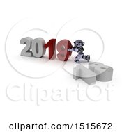 Clipart Of A 3d New Year 2019 With A Robot Royalty Free Illustration