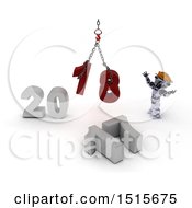 Poster, Art Print Of 3d New Year 2018 With A Robot Using A Hoist