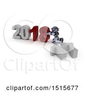 Poster, Art Print Of 3d New Year 2018 With A Robot