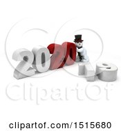 Clipart Of A 3d New Year 2020 With A Snowman Royalty Free Illustration
