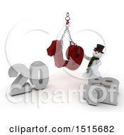 Poster, Art Print Of 3d New Year 2019 With A Snowman Using A Hoist