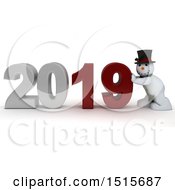 Clipart Of A 3d New Year 2019 With A Snowman Royalty Free Illustration