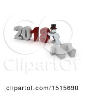 Clipart Of A 3d New Year 2018 With A Snowman Royalty Free Illustration