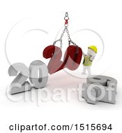 Clipart Of A 3d New Year 2020 With A White Man Using A Hoist Royalty Free Illustration