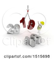 Clipart Of A 3d New Year 2019 With A White Man Using A Hoist Royalty Free Illustration