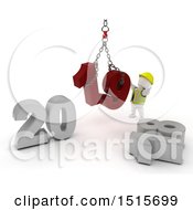 Poster, Art Print Of 3d New Year 2019 With A White Man Using A Hoist