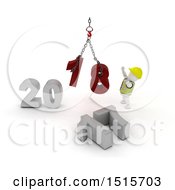 Poster, Art Print Of 3d New Year 2018 With A White Construction Worker Man Using A Hoist