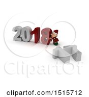 Clipart Of A 3d New Year 2018 With An Elf Royalty Free Illustration