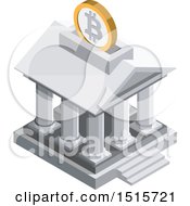 Clipart Of A 3d Isometric Bitcoin Bank Financial Icon Royalty Free Vector Illustration