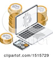 Poster, Art Print Of 3d Isometric Bitcoin And Laptop Financial Icon