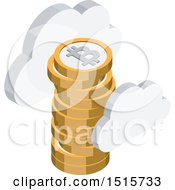 3d Isometric Bitcoin And Cloud Financial Icon