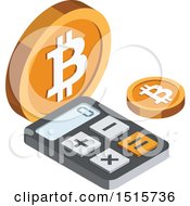 Clipart Of A 3d Isometric Bitcoin And Calculator Financial Icon Royalty Free Vector Illustration