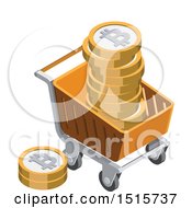 3d Isometric Bitcoin And Shopping Cart Financial Icon