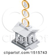 Clipart Of A 3d Isometric Bitcoin Bank Financial Icon Royalty Free Vector Illustration