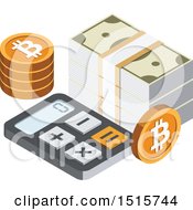 Poster, Art Print Of 3d Isometric Bitcoin And Calculator Financial Icon