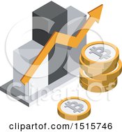 Poster, Art Print Of 3d Isometric Bitcoin Bar Graph Financial Icon