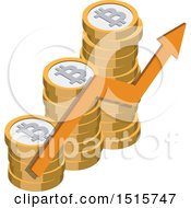 3d Isometric Bitcoin And Arrow Financial Icon