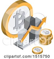 3d Isometric Bitcoin Bar Graph Financial Icon