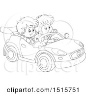 Poster, Art Print Of Black And White Boy And Girl Playing In A Car