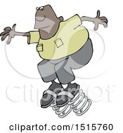 Cartoon Black Man Springing Forward On Bouncy Shoes