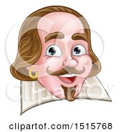 Clipart Of William Shakespeare Over A Page Royalty Free Vector Illustration by AtStockIllustration