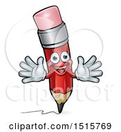 Clipart Of A 3d Happy Red Writing Pencil Royalty Free Vector Illustration