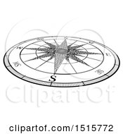 Poster, Art Print Of Black And White Map Compass Rose