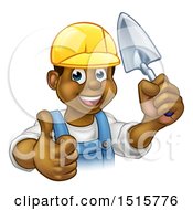 Poster, Art Print Of Black Male Mason Worker Holding A Trowel And Giving A Thumb Up