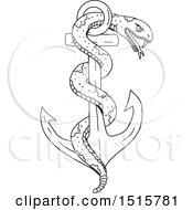 Sketched Rattlesnake Coiled On An Anchor
