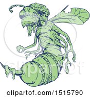 Poster, Art Print Of Sketched Green And Blue Zombie Bee