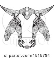Poster, Art Print Of Black And White Zentangle Brahman Bull Head
