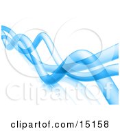 Wavy Blue Transparent Pipes Twisting Over A White Background And Reflective Surface