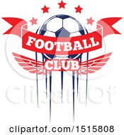 Poster, Art Print Of Soccer Ball Design With Streaks Stars Text And Wings