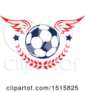 Poster, Art Print Of Winged Soccer Ball With Stars And A Laurel