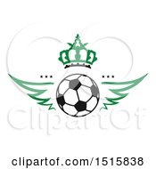 Poster, Art Print Of Soccer Ball Design With Wings And Crown