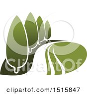 Clipart Of A Gradient Green Park With Trees Royalty Free Vector Illustration