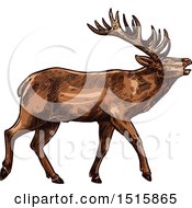Clipart Of A Sketched Reindeer Royalty Free Vector Illustration by Vector Tradition SM