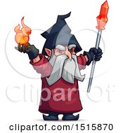 Poster, Art Print Of Wizard Holding A Ball Of Fire And Wand