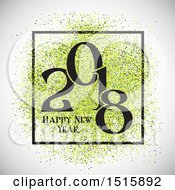 Poster, Art Print Of Happy New Year 2018 Design With Green Glitter