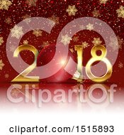 Clipart Of A Happy New Year 2018 Design With A Bauble And Snowflakes On Red Royalty Free Vector Illustration