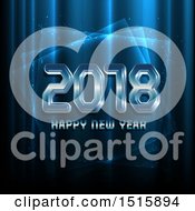 Clipart Of A Happy New Year Tech 2018 Design With Blue Lights Royalty Free Vector Illustration