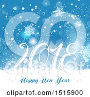 Poster, Art Print Of Happy New Year 2018 Design With Snowflakes And Stars