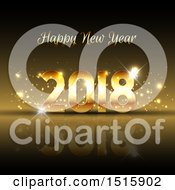 Clipart Of A Happy New Year 2018 Design On Gold Royalty Free Vector Illustration