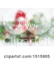 Clipart Of A Merry Christmas And A Happy New Year Greeting Over A Blurred Background Royalty Free Vector Illustration