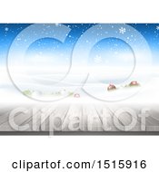 Poster, Art Print Of Christmas Background With 3d Baubles In Snow And A Wood Surface