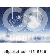 Clipart Of A Merry Christmas And A Happy New Year Greeting Over A Blurred Snowman Landscape Royalty Free Vector Illustration